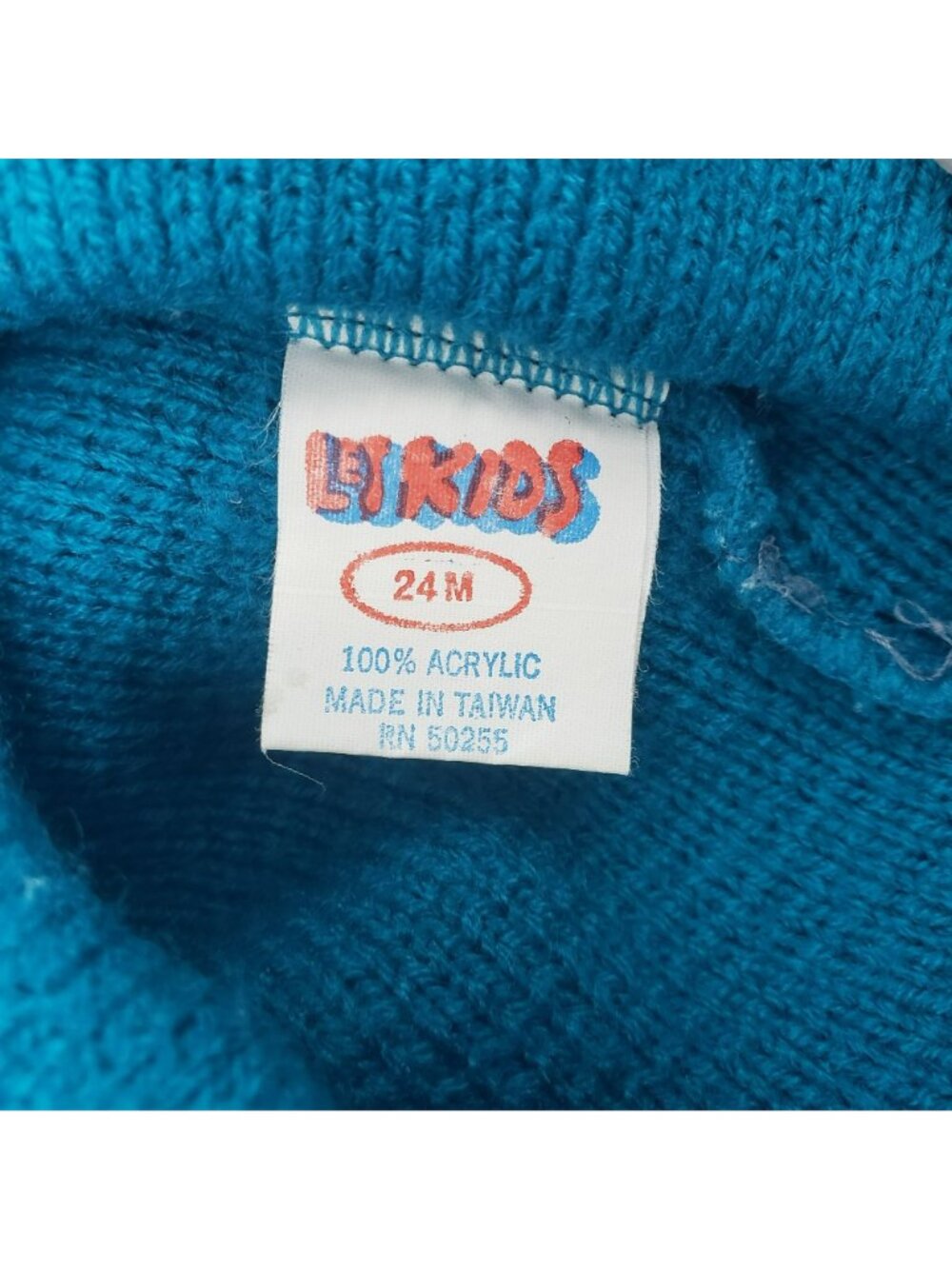 Vintage Toddler Baby Teal Knit Football Knit Sweater Pants Beanie Hat 70s Retro - Picture 13 of 15